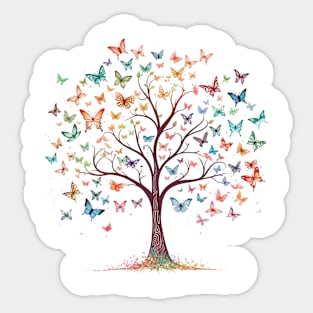 Colorful Butterfly Tree Beautiful Nature Sticker